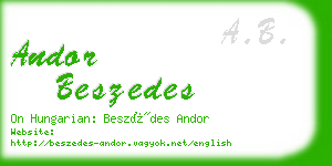 andor beszedes business card